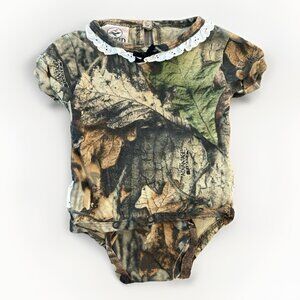 Vintage Readhead Camo Outfit Bodysuit Romper Baby Girl 3-6 Mo Hunting Farm Bow
